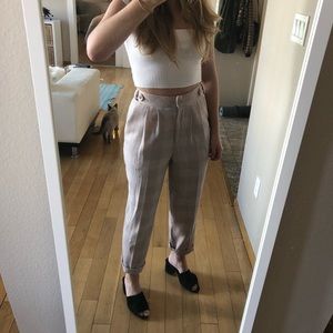 Topshop pink and grey plaid cropped trousers